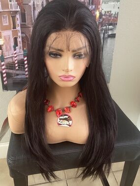 Long Straight Lace Front Wig in Dark Brown for Women 100%human hair